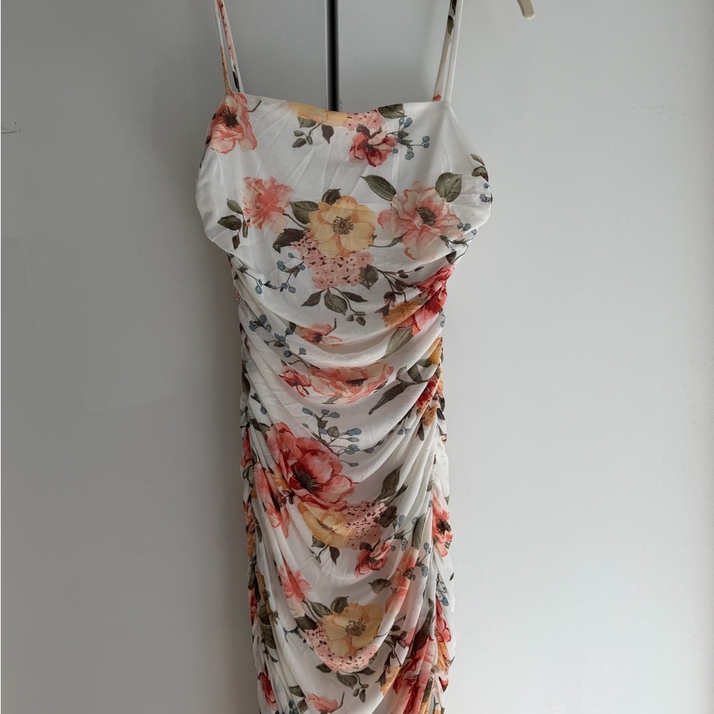 Privy Floral Print Ruched Dress